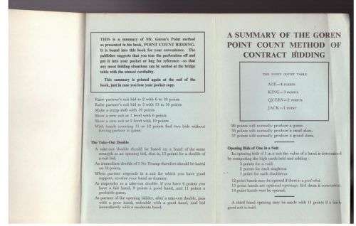 Point Count Bidding in Contract Bridge -- Charles H. Goren