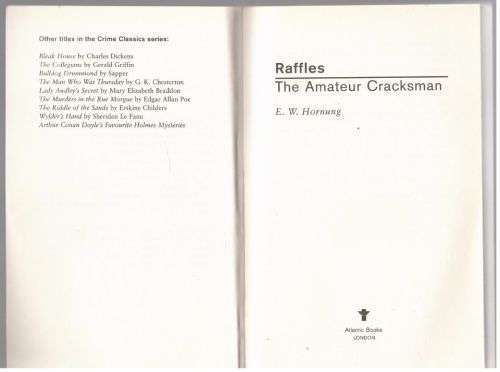 The Amateur Cracksman -- E. W. Hornung