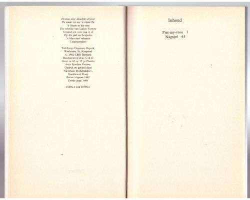 Piet-my-vrou en Nagspel [2 toneelstukke] -- Chris Barnard