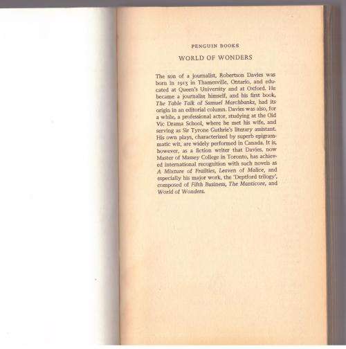 World of Wonders -- Robertson Davies