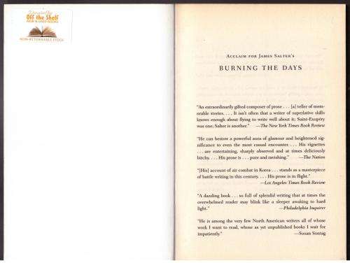 Burning the Days: Recollection -- James Salter