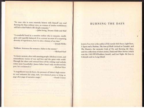 Burning the Days: Recollection -- James Salter