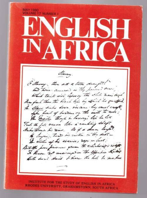 English in Africa - Vol. 17 No. 1 (1990)