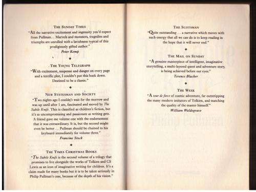 The Subtle Knife (Book 2 His Dark Materials trilogy) -- Philip Pullman
