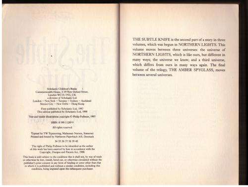 The Subtle Knife (Book 2 His Dark Materials trilogy) -- Philip Pullman