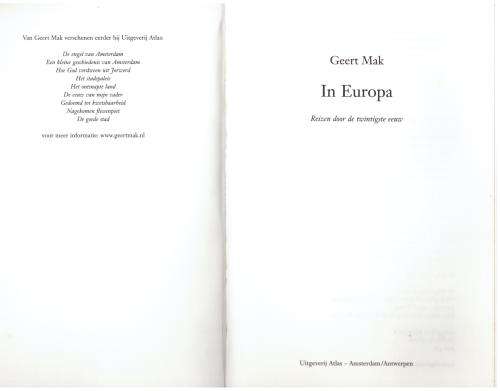 In Europa: reizen door de twintigste eeuw -- Geert Mak