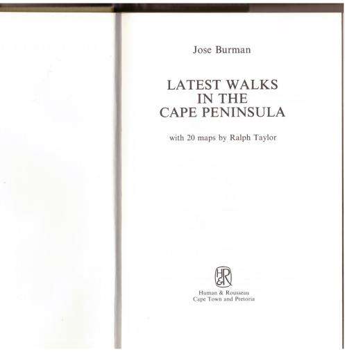 Latest Walks in the Cape Peninsula -- Jose Burman