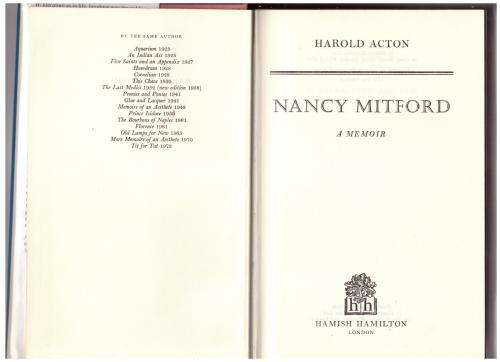 Nancy Mitford: A Memoir -- Harold Acton
