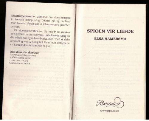 Spioen Vir Liefde  --  Elsa Hamersma