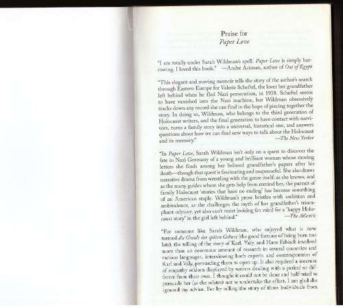 Paper Love: Searching for the Girl My Grandfather Left Behind -- Sarah Wildman