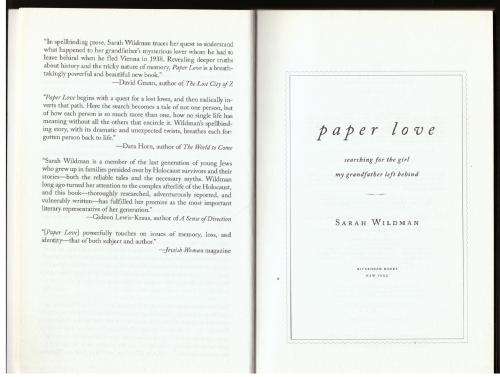 Paper Love: Searching for the Girl My Grandfather Left Behind -- Sarah Wildman