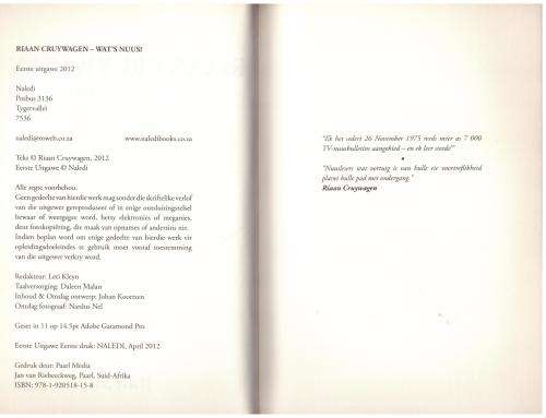 Wat`s Nuus? --  Riaan Cruywagen