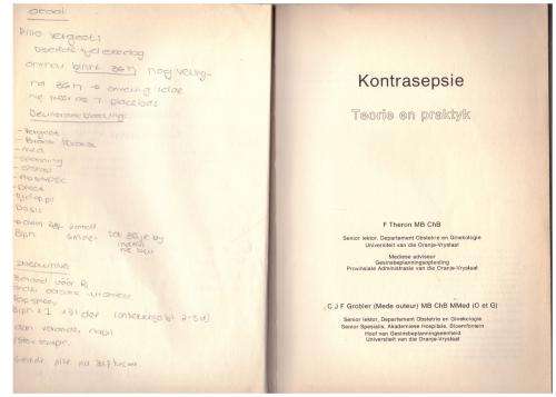 Kontrasepsie: Teorie En Praktyk --  F. Theron, C.J.F. Grobler