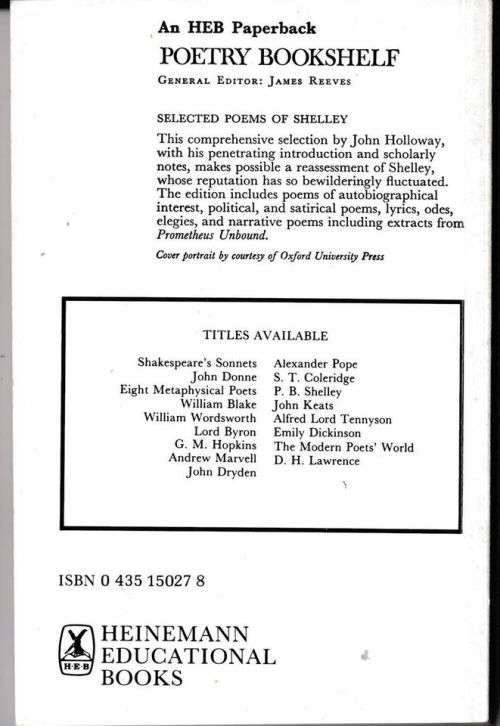 Selected Poems of P. B. Shelley - John Holloway [Editor]