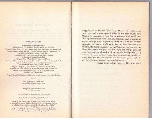 Stephen Spender: The Authorized Biography -- John Sutherland