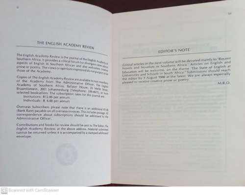 EAR3 : The English Academy Review Vol 3, 1985  -- Martin Orkin (Ed)