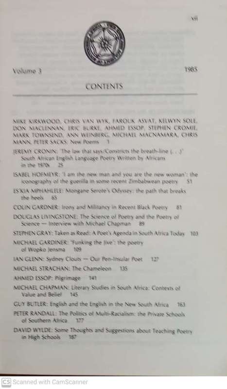 EAR3 : The English Academy Review Vol 3, 1985  -- Martin Orkin (Ed)