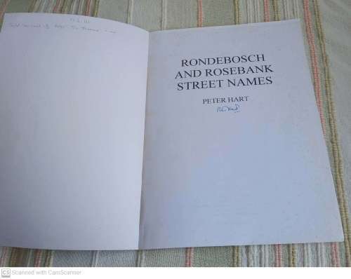 Rondebosch and Rosebank Street Names --  Peter Hart  **SIGNED**