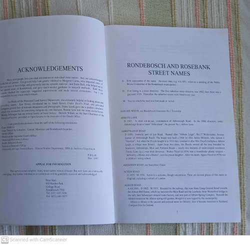 Rondebosch and Rosebank Street Names --  Peter Hart  **SIGNED**