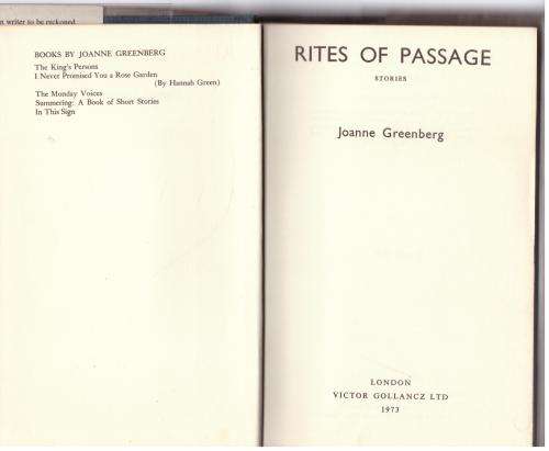 Rites of Passage --  Joanne Greenberg