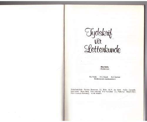 Tydskrif vir Letterkunde, Mei 1983  --  Elize Botha [Red.]