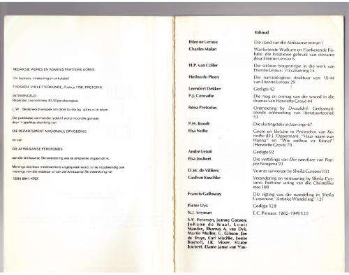 Tydskrif vir Letterkunde, November 1982  --  Elize Botha [Red.]
