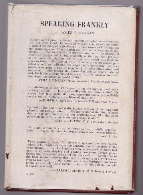 Speaking Frankly -- James F. Byrnes