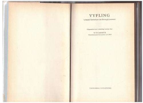 Vyfling: `n bundel Eenbedrywe van Hertzogpryswenners -- T. T. Cloete [Samesteller]
