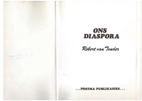 Ons diaspora  -- Robert Van Tonder