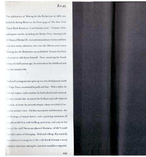 Boyhood: Scenes from Provincial Life -- J. M. Coetzee **1st USA Edition**