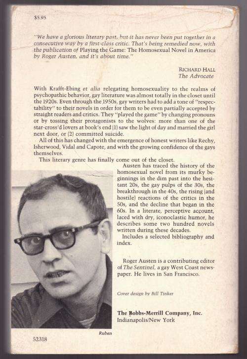 Playing the Game: The Homosexual Novel in America -- Roger Austen
