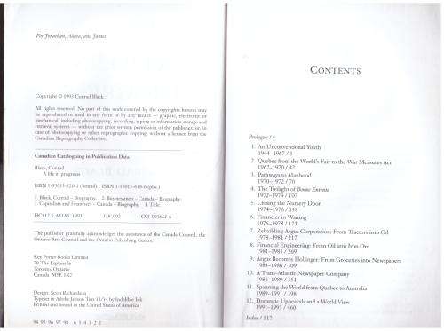 A Life in Progress  -- Conrad Black