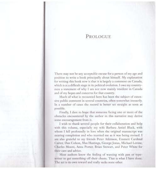 A Life in Progress  -- Conrad Black