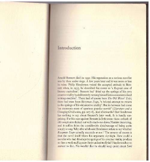 Arnold Bennett: A Study of His Fiction -- John Lucas