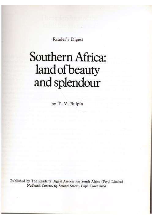 Southern Africa: Land of Beauty and Splendour - T.V. Bulpin