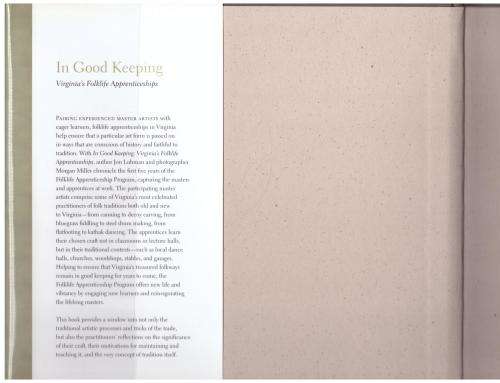 In Good Keeping: Virginia`s Folklife Apprenticeships -- Jon Lohman