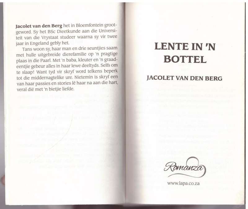 Lente in `n bottel -- Jacolet van den Berg