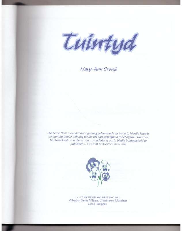 Tuintyd -- Mary-Ann Cronjé **GETEKEN**
