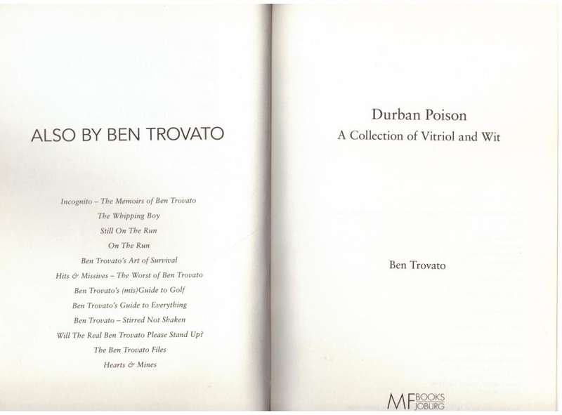 Durban Poison: A Collection of Vitriol and Wit-- Ben Trovato