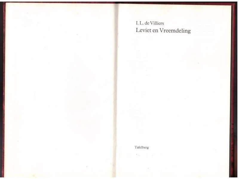 Leviet en Vreemdeling -- I. L. de Villiers
