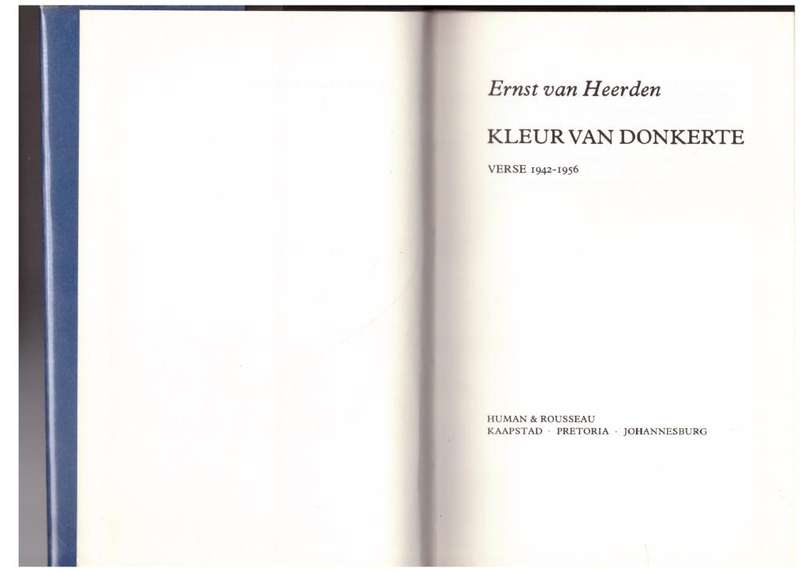 Kleur van donkerte: verse 1942-1956  --  Ernst Van Heerden