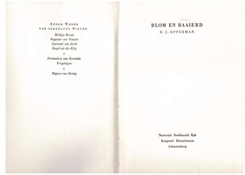 Blom en baaierd -- D. J. Opperman