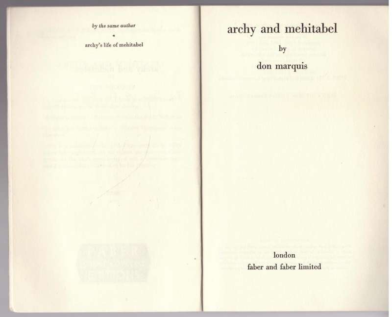 Archy and Mehitabel -- Don Marquis
