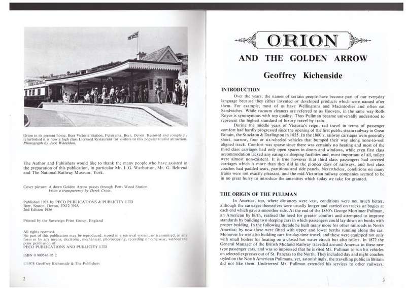 `Orion` and the `Golden Arrow`: Story of a Pullman Car -- Geoffrey Kichenside