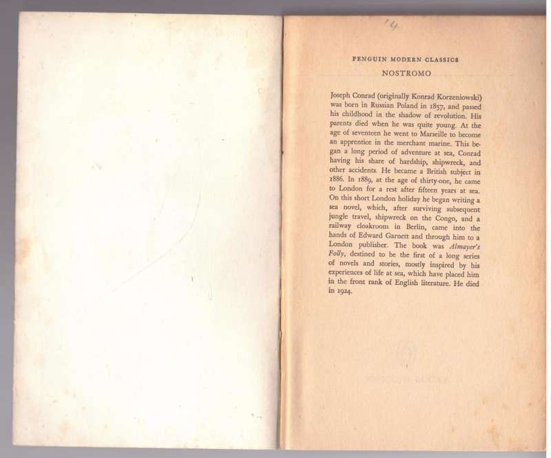 Nostromo: A Tale of the Seaboard -- Joseph Conrad