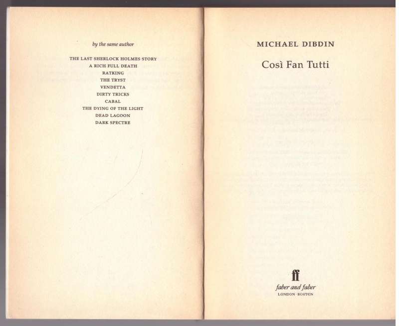 Cosi Fan Tutti: an Aurelio Zen Mystery  --  Michael Dibdin