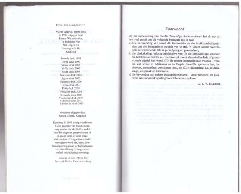 Tweetalige Sakwoordboek: Afrikaans - Engels, Engels - Afrikaans -  I.W. Van der Merwe, D.B Bosman