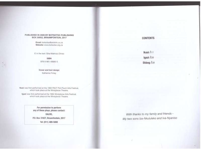 Ikasi and other plays --  Gha-Makhulu Diniso