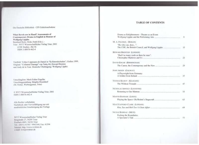 What Revels are in Hand? --  Bernhard Reitz, Heiko Stahl [Editors]