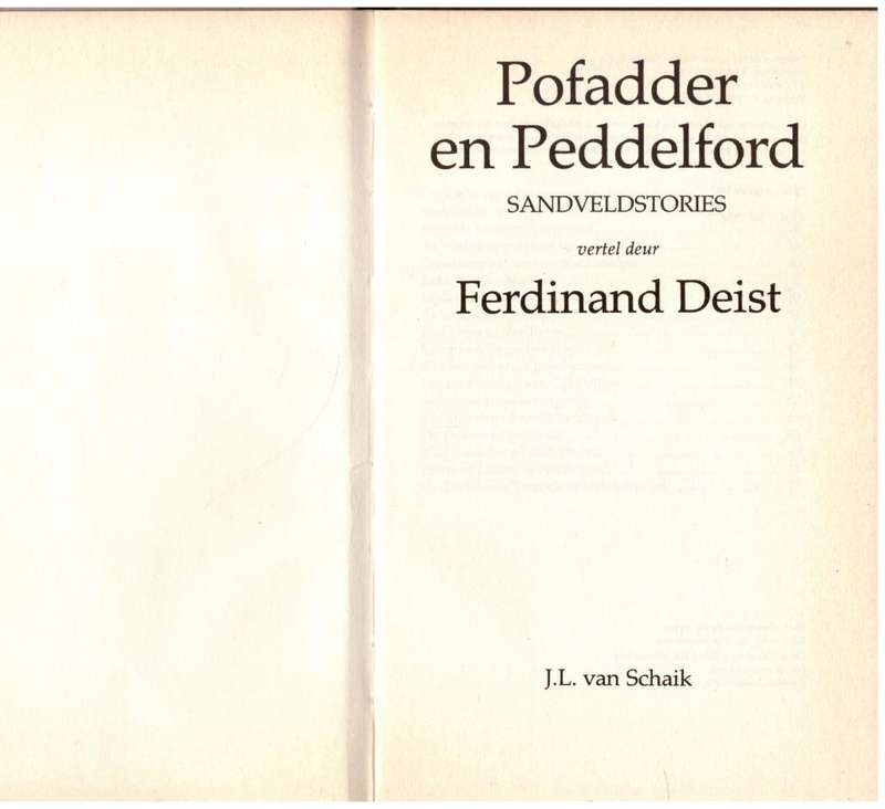 Pofadder en Peddelford: Sandveldstories  --   Ferdinand Deist